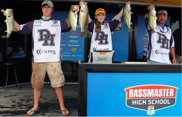 First place winners Mitchell Gowen and Brianna Tucker show their top limit with help from boat captain Norman Brown.