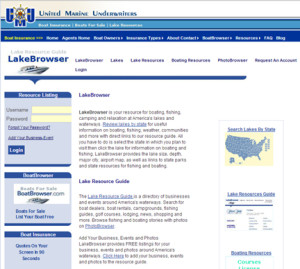 Screen shot of the Lake Resource main page.