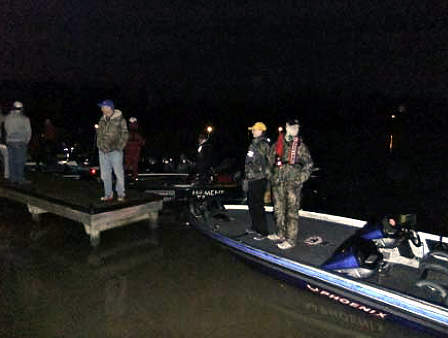 The DHCA Fishing Eagles wait for safe daylight launch. SFN photo Don Gowen