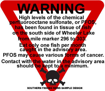 Southern Fishing News' warning sign.