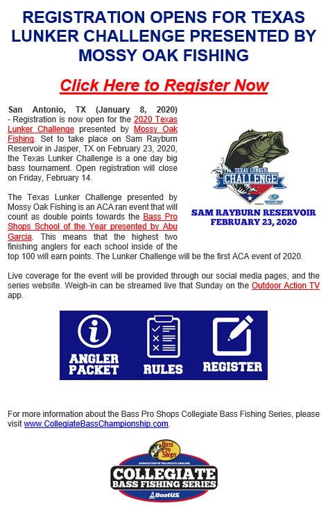 TX Lunker Challenge Notice